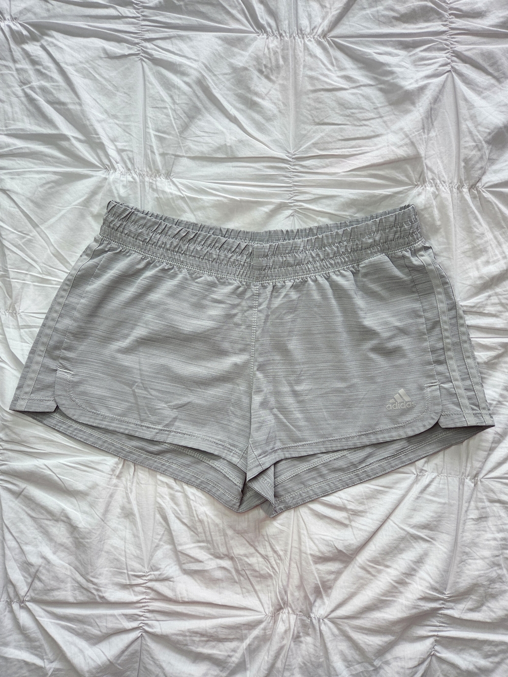 Adidas Pacer Training High Rise Shorts Heathered Grey Size M Aeroready Loose Fit